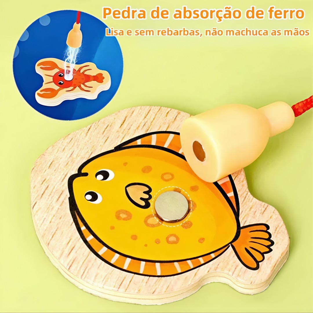 MagniFishing Play™ – Jogo de Pescaria Magnética Montessori em Madeira (Até 54 Peças)