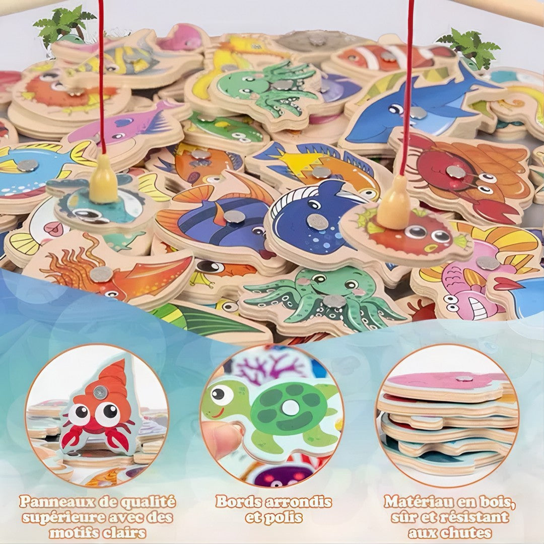MagniFishing Play™ – Jogo de Pescaria Magnética Montessori em Madeira (Até 54 Peças)