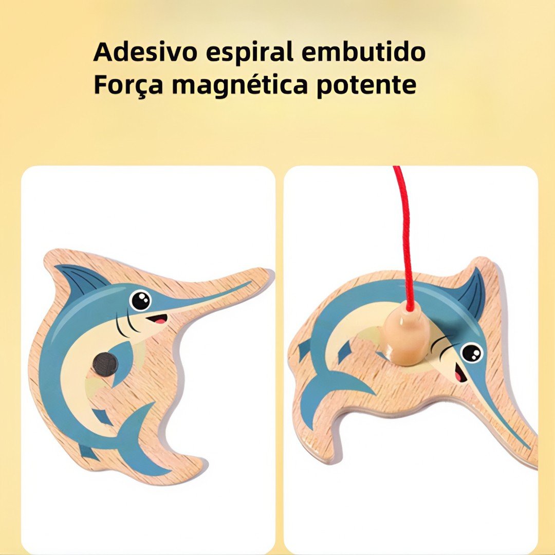 MagniFishing Play™ – Jogo de Pescaria Magnética Montessori em Madeira (Até 54 Peças)