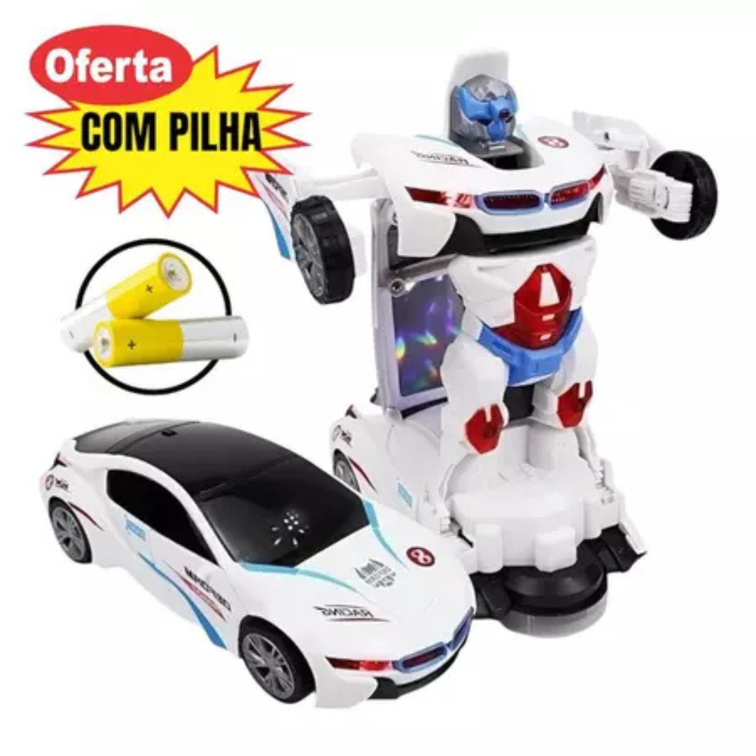 🚗🤖 TransformBot™ – Carrinho Robô 2 em 1 com Luz e Som Automáticos