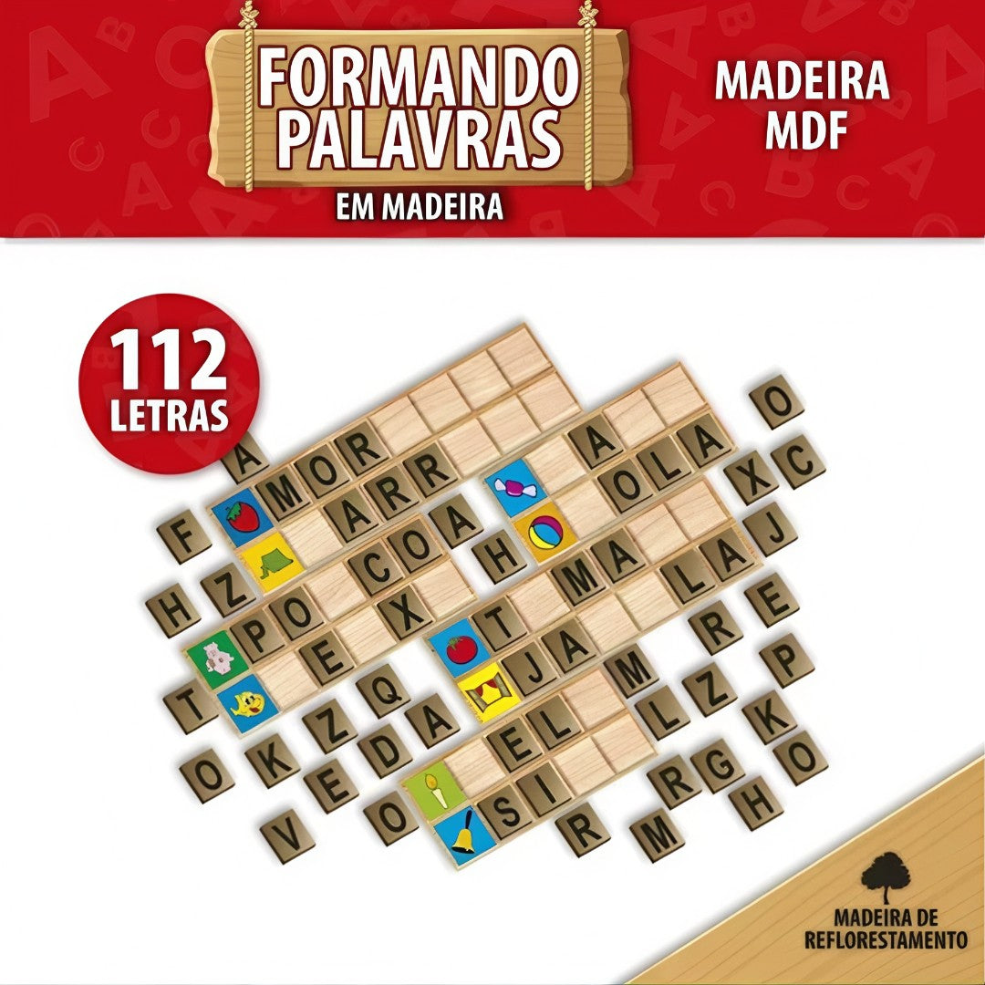 🔡 WordPlay™ – Brinquedo Educativo Formando Palavras em Madeira