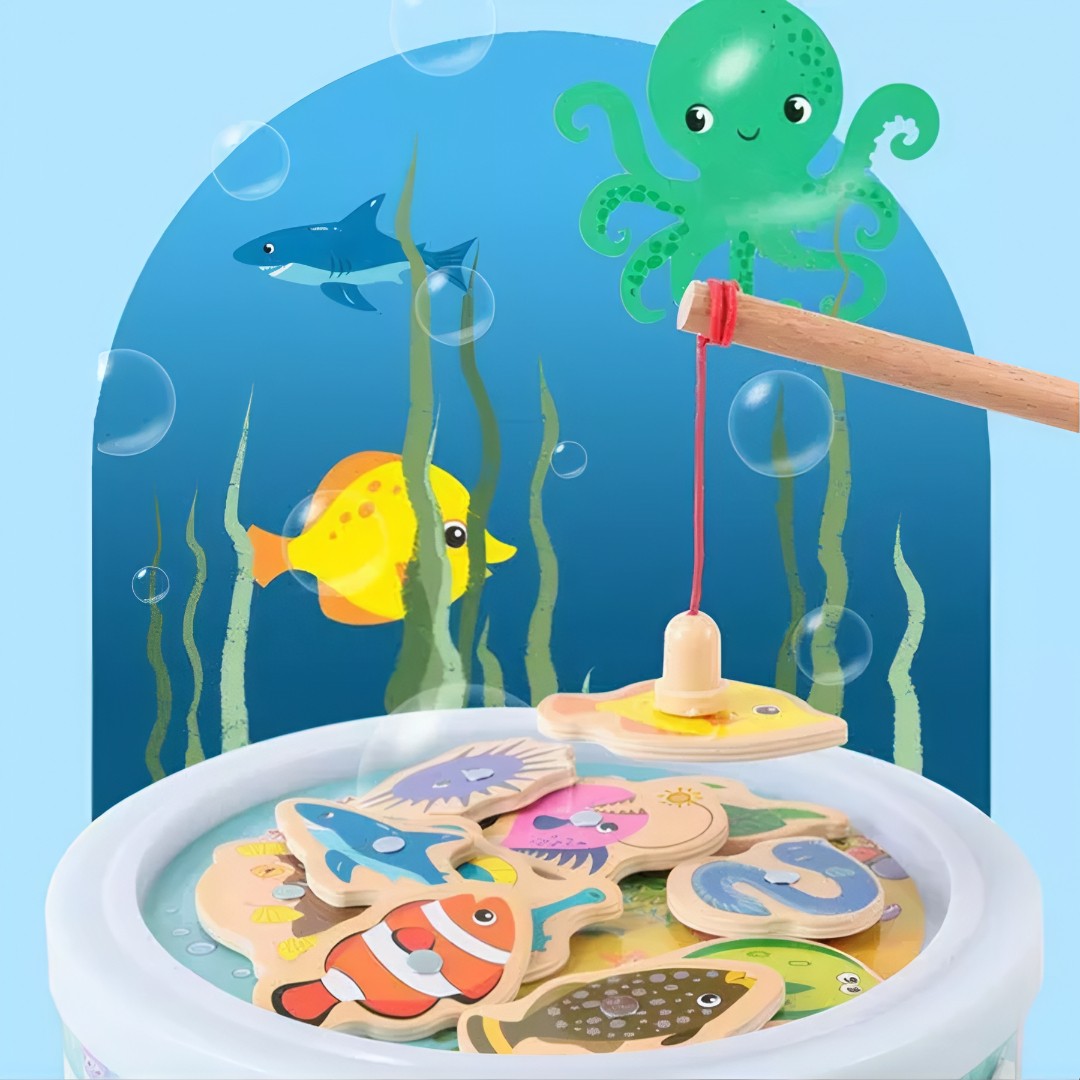 MagniFishing Play™ – Jogo de Pescaria Magnética Montessori em Madeira (Até 54 Peças)