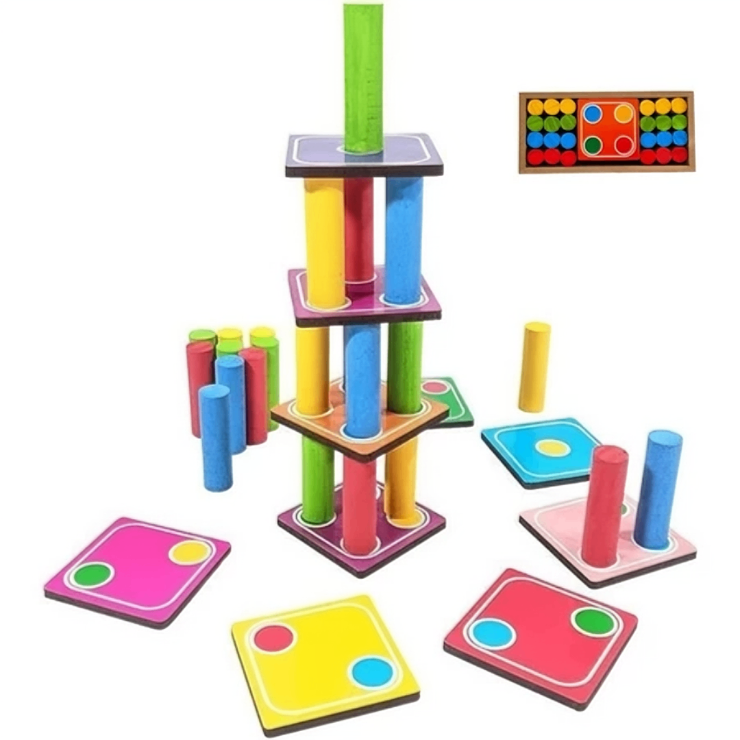 TorreSmart™ – Torre Educativa de Madeira 32 Peças (Brinquedo Pedagógico)